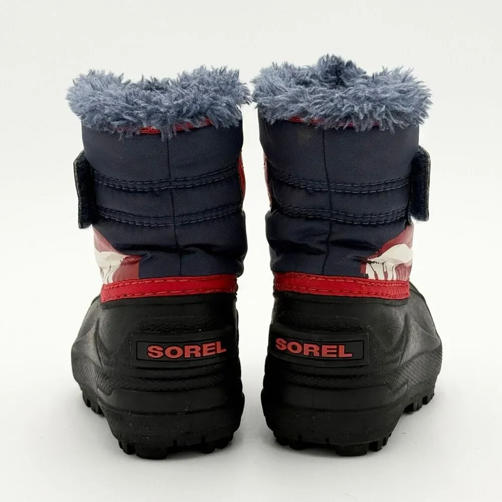 Sorel Snow Commander Toddler Snow Boots Hook & Loop Closure in Navy Blue and Red